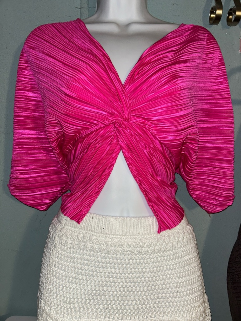 Rachel Zoe Vibrant Hot Pink Twist-Front Blouse